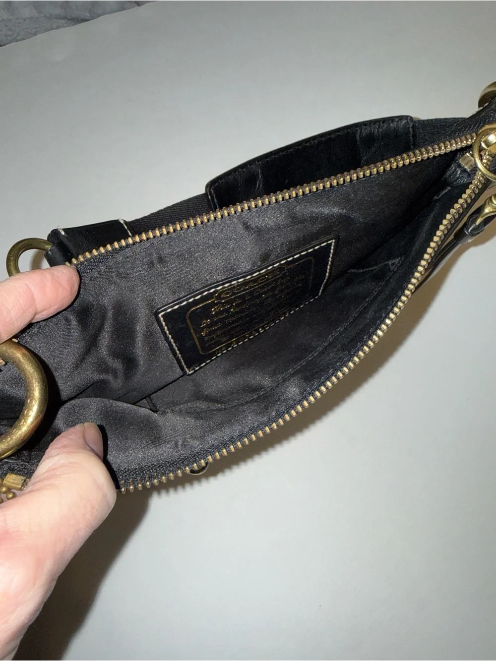 Vtg Y2K Coach Optic C Signature Carly Black & Gray Mini Bag Demi Stripe 10120